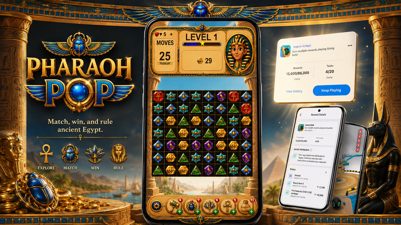 PHARAOH POP match-3 game